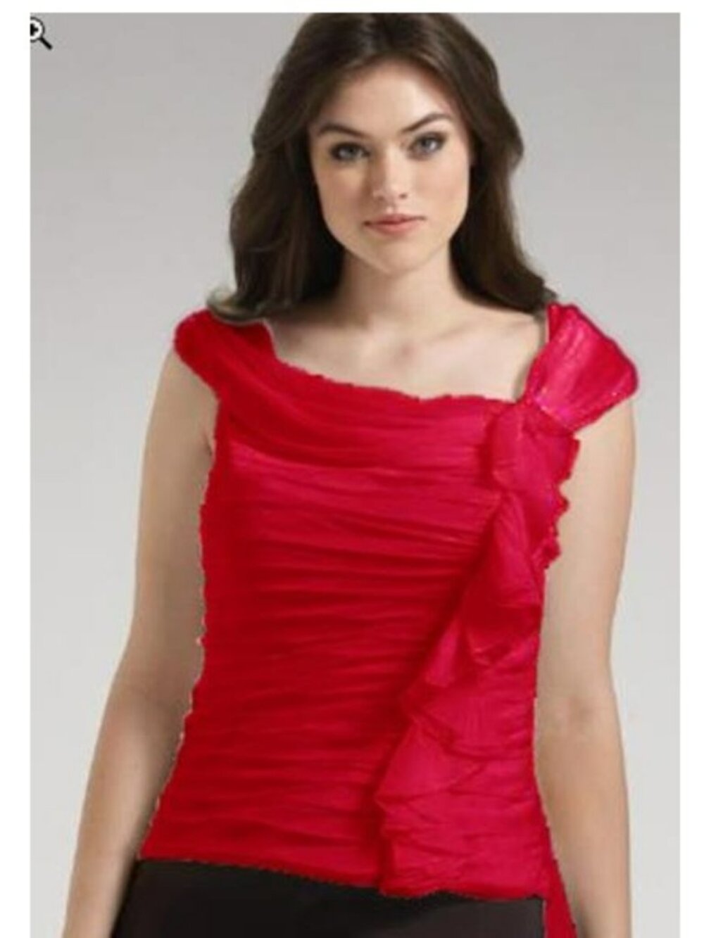 Tadashi Shoji Ruched & Ruffled Silk Top -Size 8
